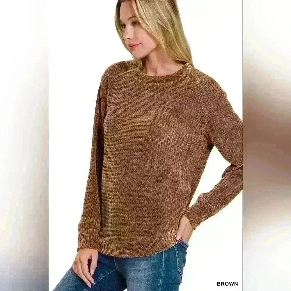 Chenille Waffle knit sweater